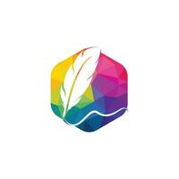 Feather Quill symbol vector design. Education and publication logo concept.