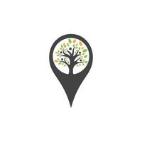 gps y diseño de logotipo de vector de árbol de personas. icono de GPS. logotipo vectorial de navegación. icono de vector de navegación.