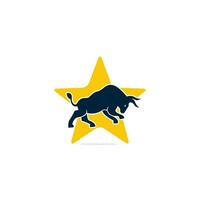 Bull star shape vector logo design. Simple animal vector logo design template.