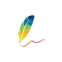 Feather Quill symbol vector design. Education and publication logo concept.