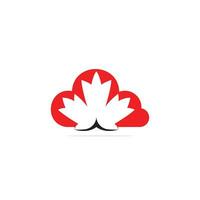 Cloud and Maple leaf Canada logo design. vector