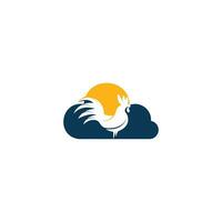 Rooster and cloud vector logo design.