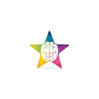 Creative brain star shape logo design. Think idea concept. Brainstorm power thinking brain Logotype icon. vector