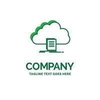 cloud. access. document. file. download Flat Business Logo template. Creative Green Brand Name Design. vector