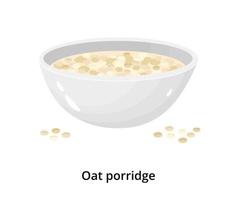Oat porridge in bowl isolated on white background. vector