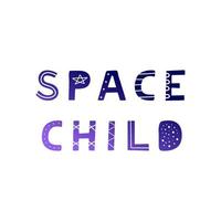 Letras de niños espaciales. vector