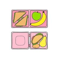 Hand drawn lunch boxes. vector