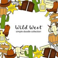 Square background with Wild West elements. vector