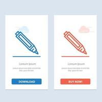 Education Pen Pencil  Blue and Red Download and Buy Now web Widget Card Template vector