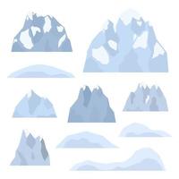 Set of Alps, glaciers and hills. vector