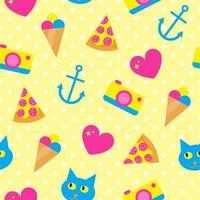 Seamless pattern with beach icons. vector