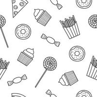 Seamless pattern with fast food. vector