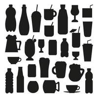 Set of flat liquid drinks. vector