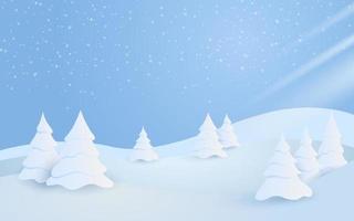 winter background landscape with snow and pine trees vector