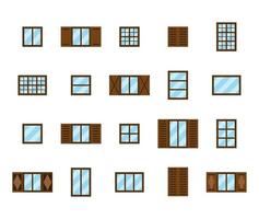 Set of flat house windows. vector