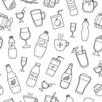 Seamless pattern with doodle drinks. vector