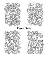 Groups of hand drawn candies. vector