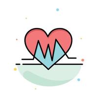 Medical Heart Heartbeat Pulse Abstract Flat Color Icon Template vector