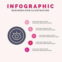 ojo servicio soporte técnico sólido icono infografía 5 pasos presentación antecedentes vector