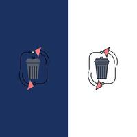 eliminación de residuos gestión de basura reciclar vector de icono de color plano