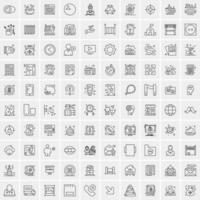 paquete de 100 iconos de líneas universales para móviles y web vector