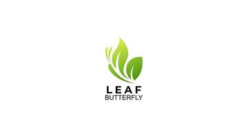 plantilla de diseño de logotipo de vector de mariposa de hoja verde inusual
