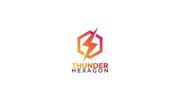 thunder hexagon Logo abstract design vector template. Lighting bolt icon