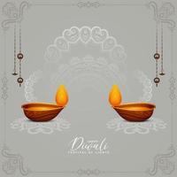 Happy Diwali cultural Indian festival background with diya vector