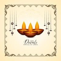 Happy Diwali cultural Indian festival background with diya vector