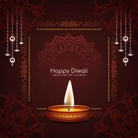 Happy Diwali traditional festival artistic background with diya vector