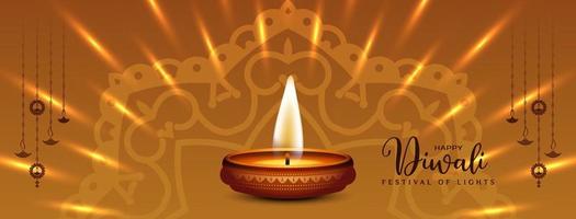 Happy Diwali cultural religious Indian festival banner design vector