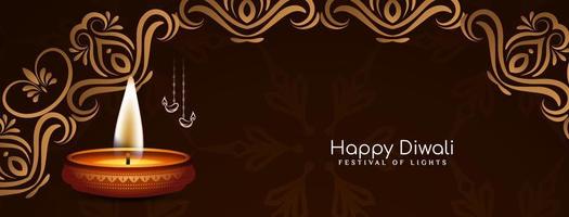 hermoso feliz diwali festival cultural clásico diseño de banner vector