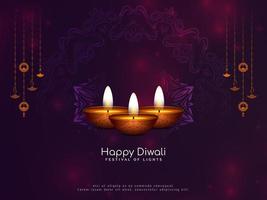 diseño de tarjeta de celebración del festival tradicional indio feliz diwali vector
