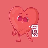 Valentine red heart character vector illustration. Love, feelings, funny design concept.