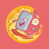 Beer Can Surf vector illustration. Sports, holiday, fun design concept.