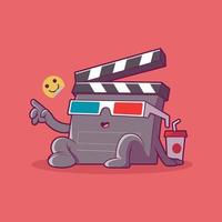 Movie Clapper character vector illustration. Entertainment, movies, imagination design concept.