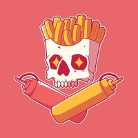 Funny Condiments Skull character vector illustration. Food, horror, funny design concept.