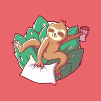 Funny sloth character vector illustration. Inspiration, motivation, funny, relax design concept.