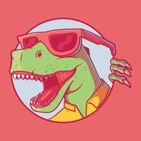 Dinosaur Head character vector illustration. Animal, style, summer, funny design concept.
