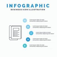 Book Bundle Layout Report Line icon with 5 steps presentation infographics Background vector