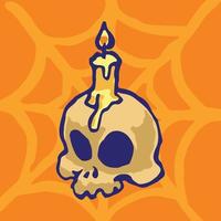 Skull candle. Cartoon of halloween character, halloween Vector illustration.