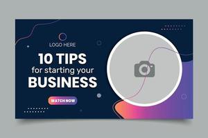 10 Tips Video Thumbnail Design, Fully Editable, Modern and Simple vector