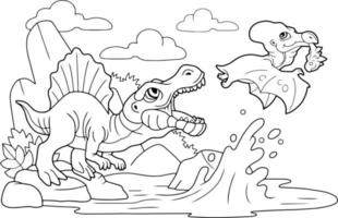 cartoon prehistoric dinosaurs, funny illustration vector