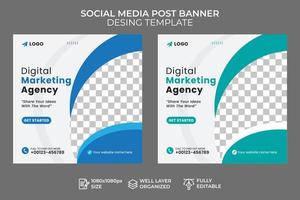 Digital Marketing Social Media Post Template, Digital Business Marketing Social Media Banner, creative business agency, Corporate advertising vector