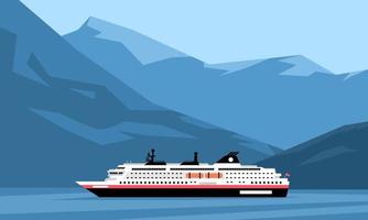 crucero fiordo noruego paisaje vector ilustraciones