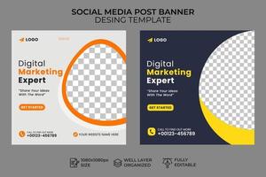 Digital Marketing Social Media Post Template, Digital Business Marketing Social Media Banner, creative business agency, Corporate advertising vector