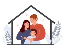 una familia feliz de dos mujeres y un niño. un par de lesbianas con su hija. gráficos vectoriales vector