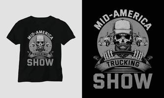 Truck Driver T-shirt Design Vintage Style with Skull vector