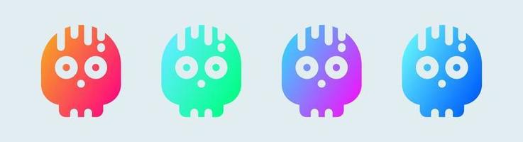 Skull solid icon in gradient colors. Skeleton signs vector illustration.