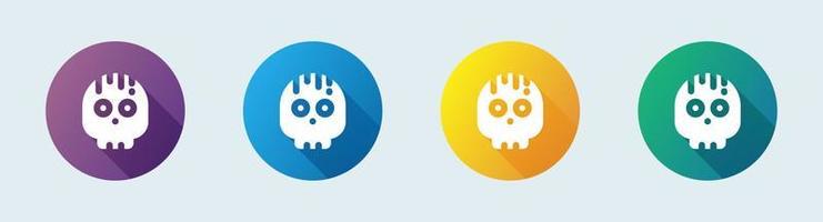 Skull solid icon in flat design style. Skeleton signs vector illustration.